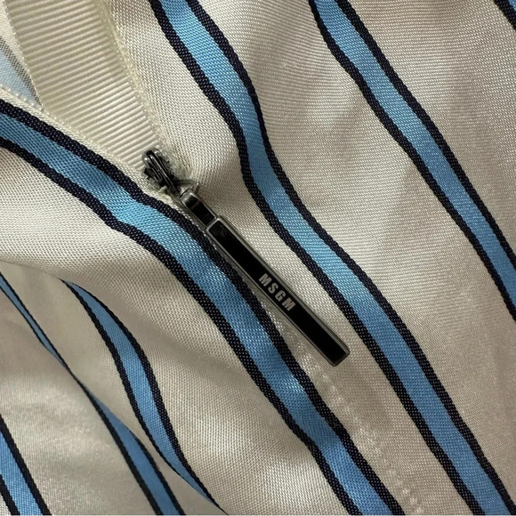 MSGM Striped Aline Flowy Skirt Size EU 40 US 4 White Blue - Picture 8 of 10